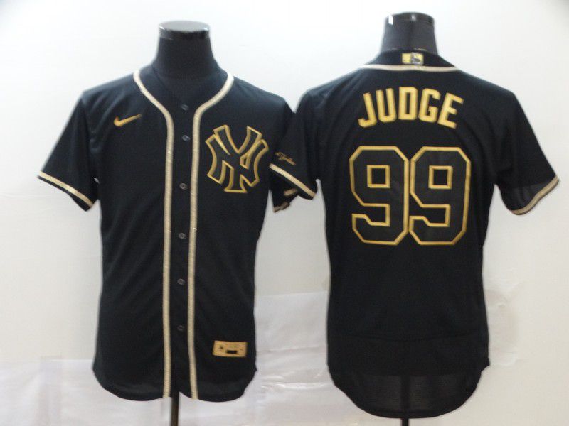 Men New York Yankees 99 Juoge Black Retro gold character Nike MLB Jerseys